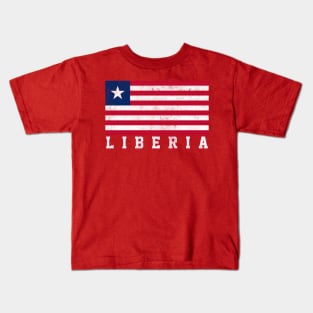 Liberia // Faded-Style Flag Design Kids T-Shirt